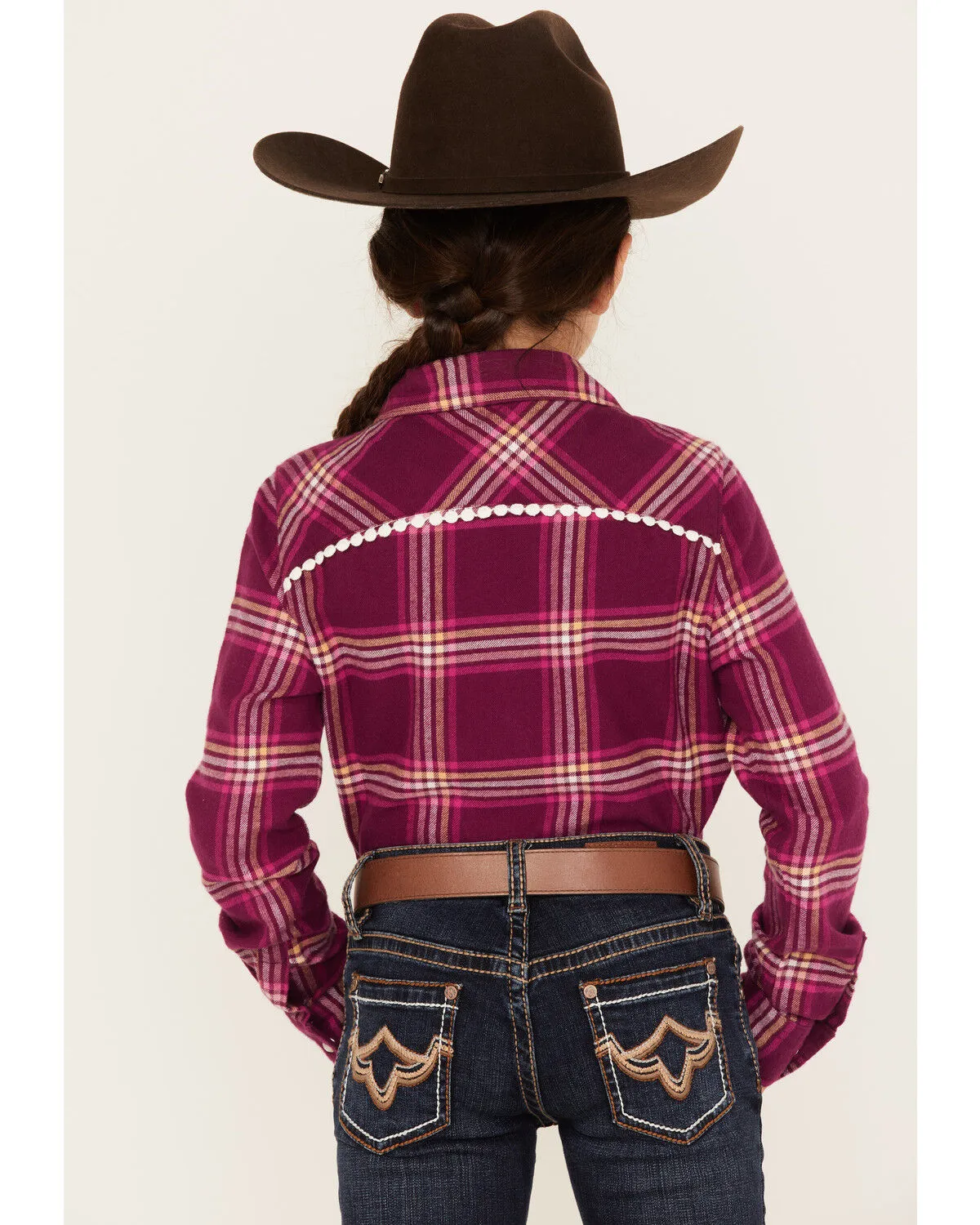 Product Name:  Shyanne Girls' Plaid Print Flannel Long Sleeve Western Pearl Snap Shirt