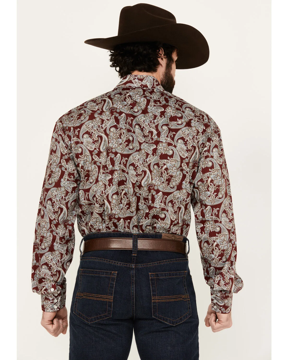 Product Name:  Stetson Men's Paisley Print Long Sleeve Pearl Snap Western Shirt