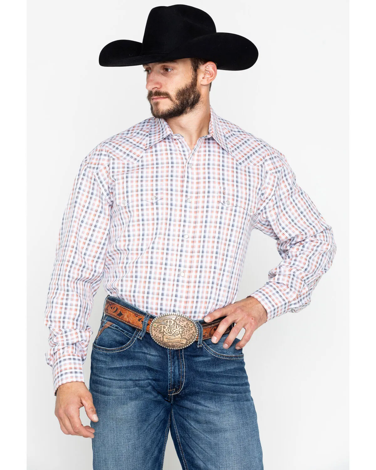 Product Name:  Stetson Men's Small Plaid Print Snap Long Sleeve Western Shirt