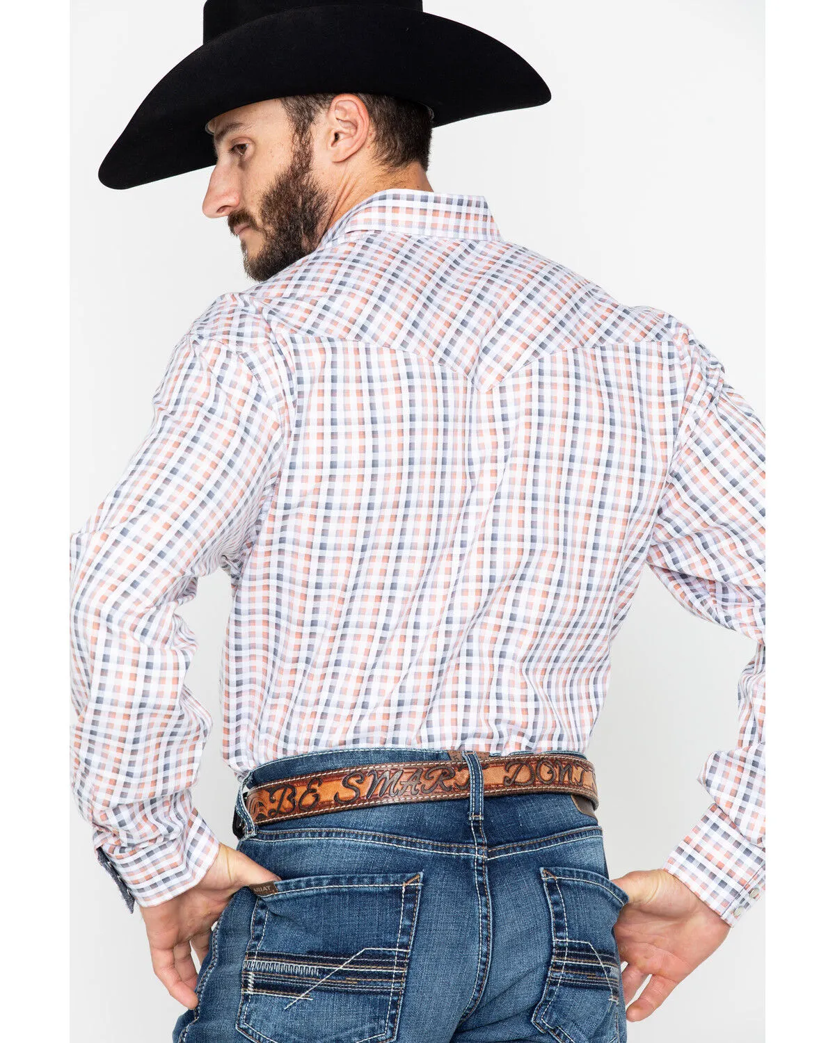 Product Name:  Stetson Men's Small Plaid Print Snap Long Sleeve Western Shirt