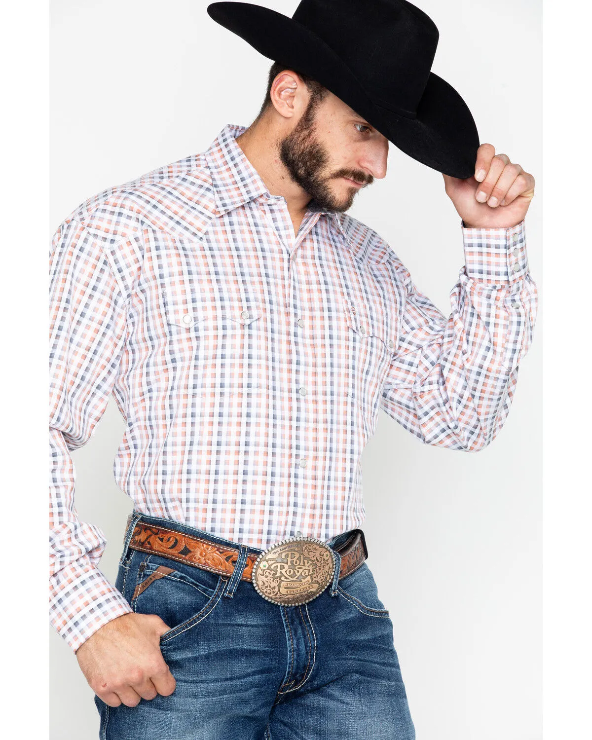 Product Name:  Stetson Men's Small Plaid Print Snap Long Sleeve Western Shirt