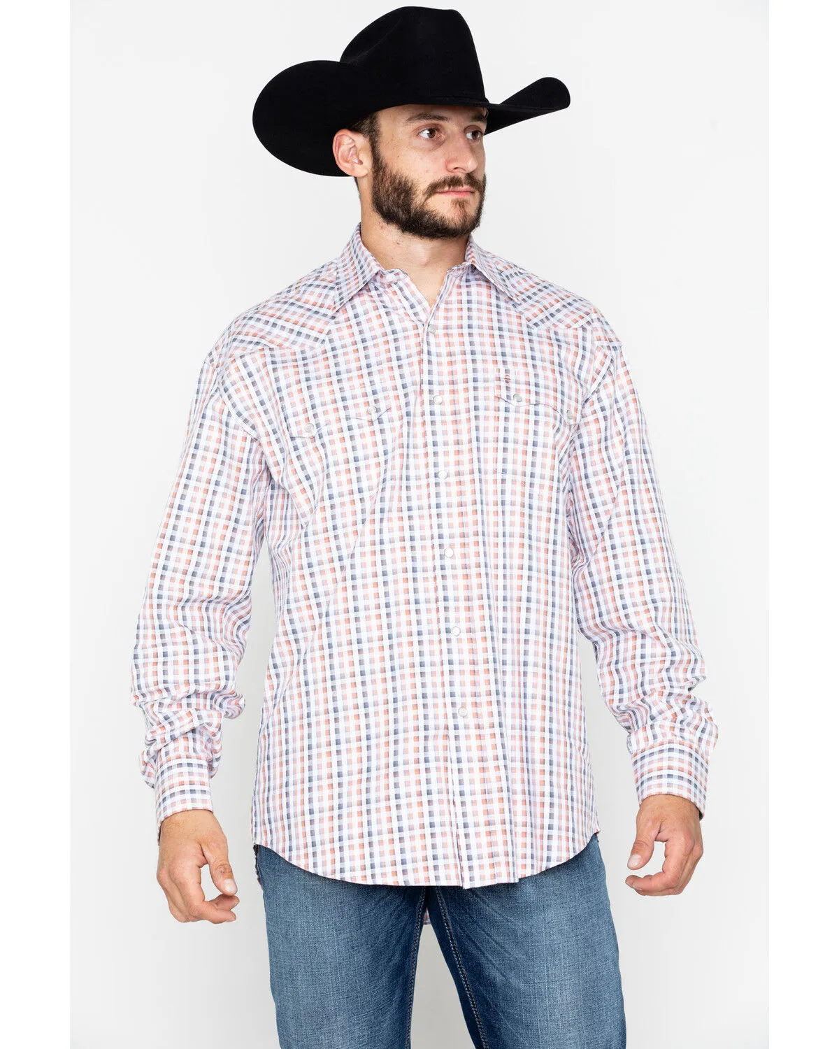 Product Name:  Stetson Men's Small Plaid Print Snap Long Sleeve Western Shirt