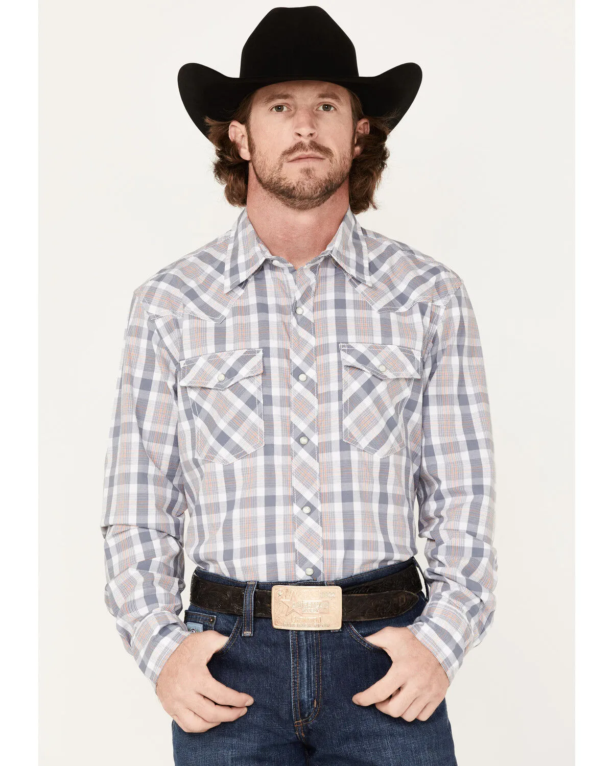 Product Name:  Wrangler 20X Men's Competition Advanced Comfort Small Plaid Print Long Sleeve Snap Shirt