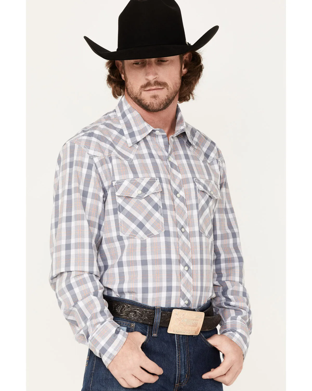 Product Name:  Wrangler 20X Men's Competition Advanced Comfort Small Plaid Print Long Sleeve Snap Shirt