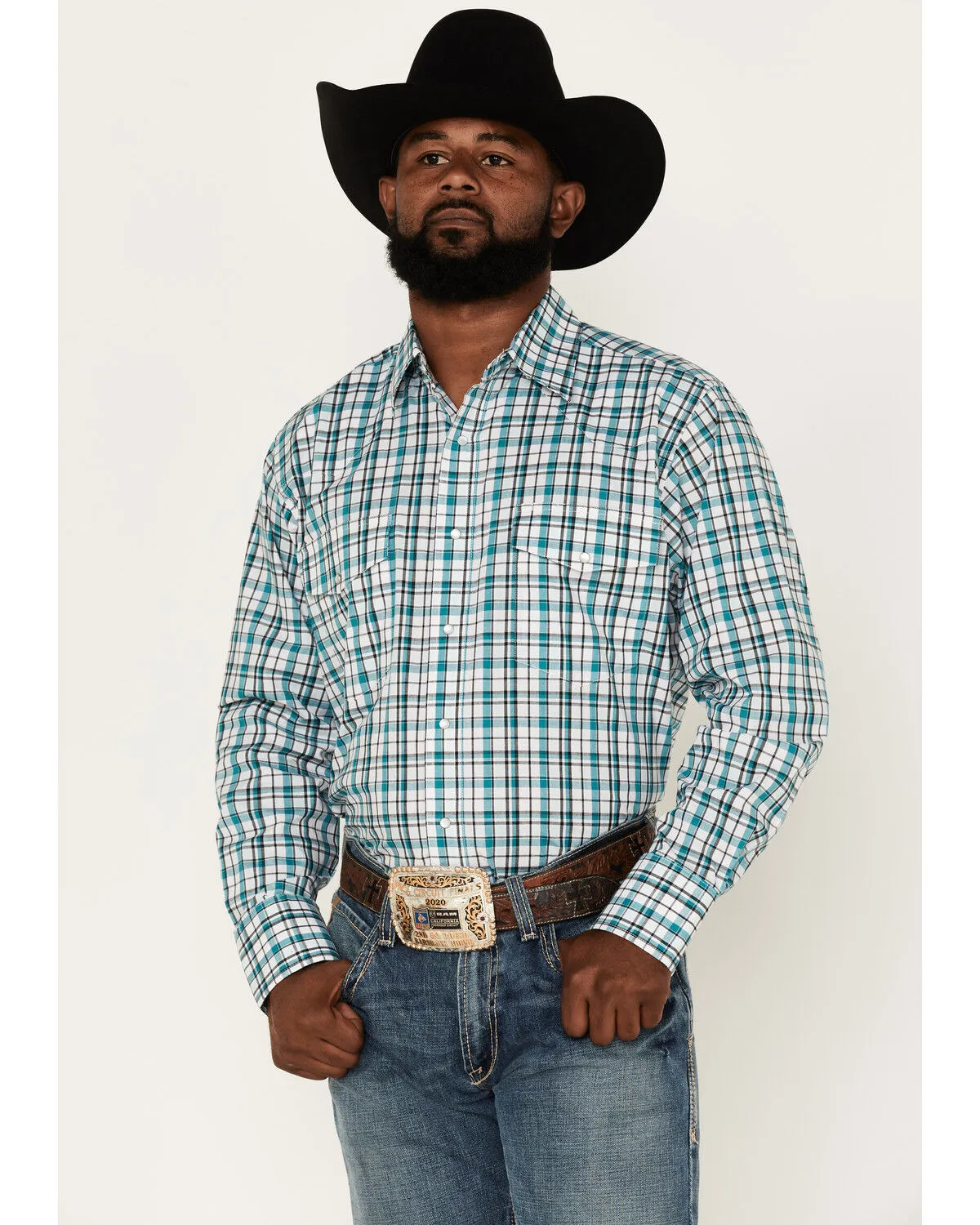 Product Name:  Wrangler Men's Plaid Print Long Sleeve Snap Western Shirt