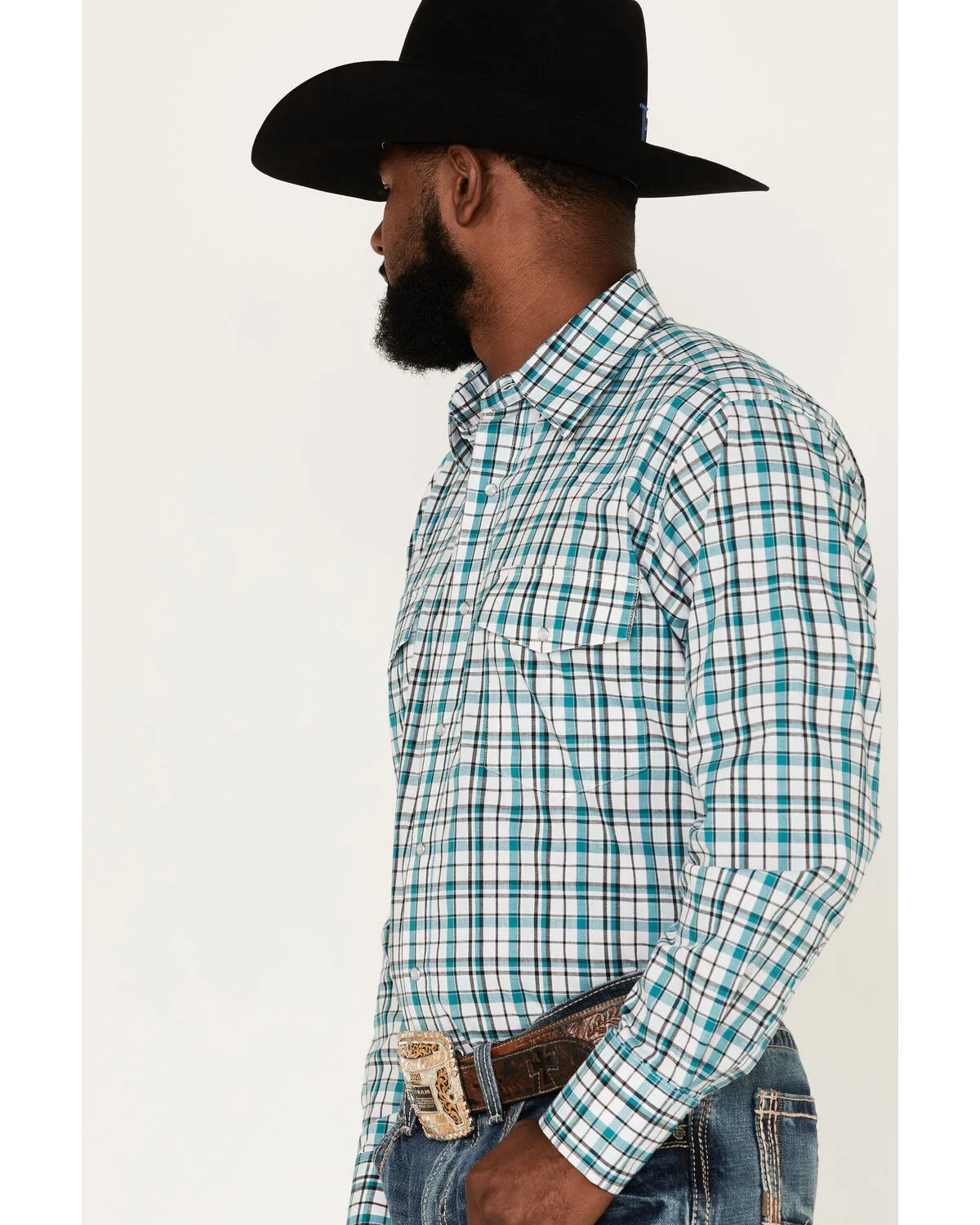 Product Name:  Wrangler Men's Plaid Print Long Sleeve Snap Western Shirt