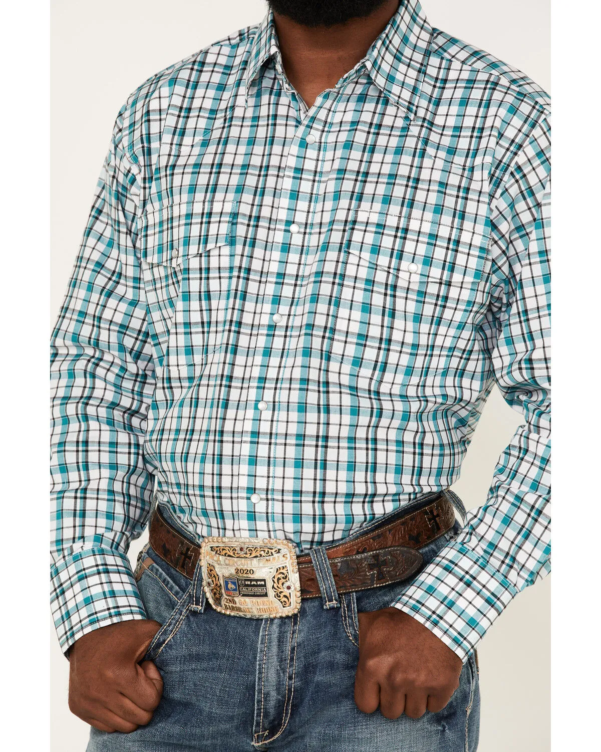 Product Name:  Wrangler Men's Plaid Print Long Sleeve Snap Western Shirt