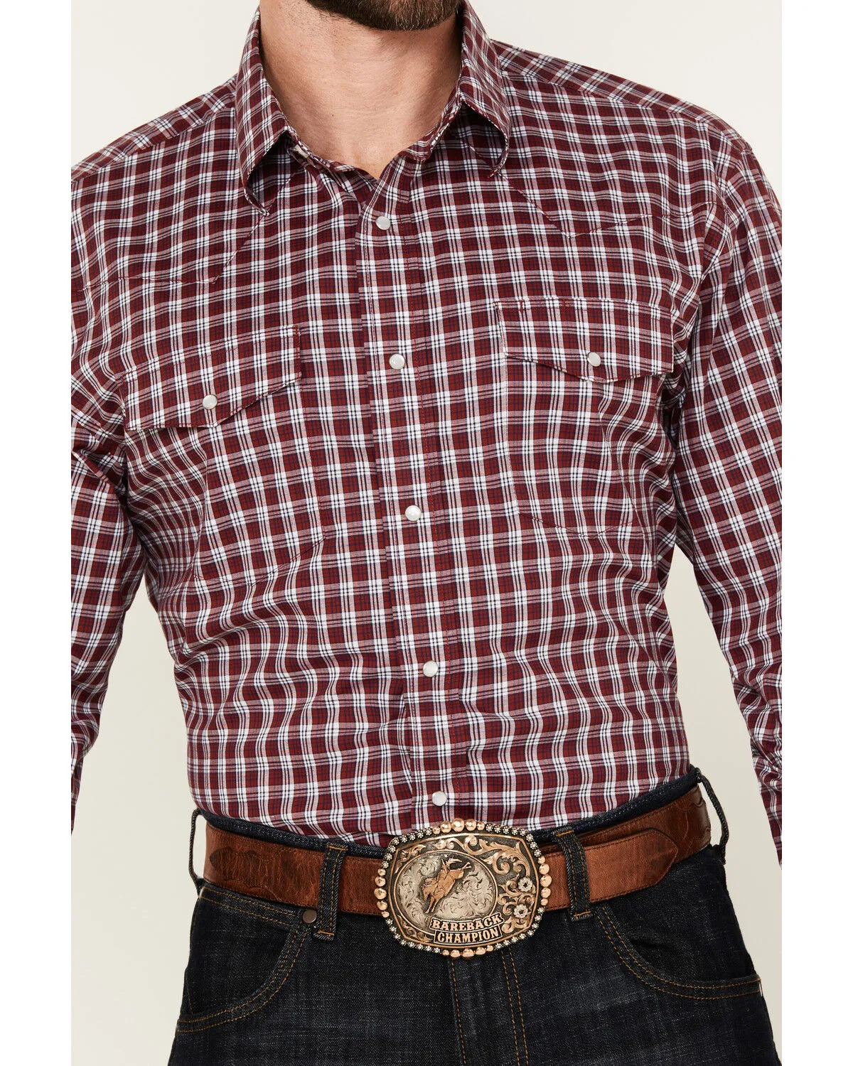 Product Name:  Wrangler Men's Wrinkle Resistant Plaid Print Long Sleeve Snap Stretch Western Shirt