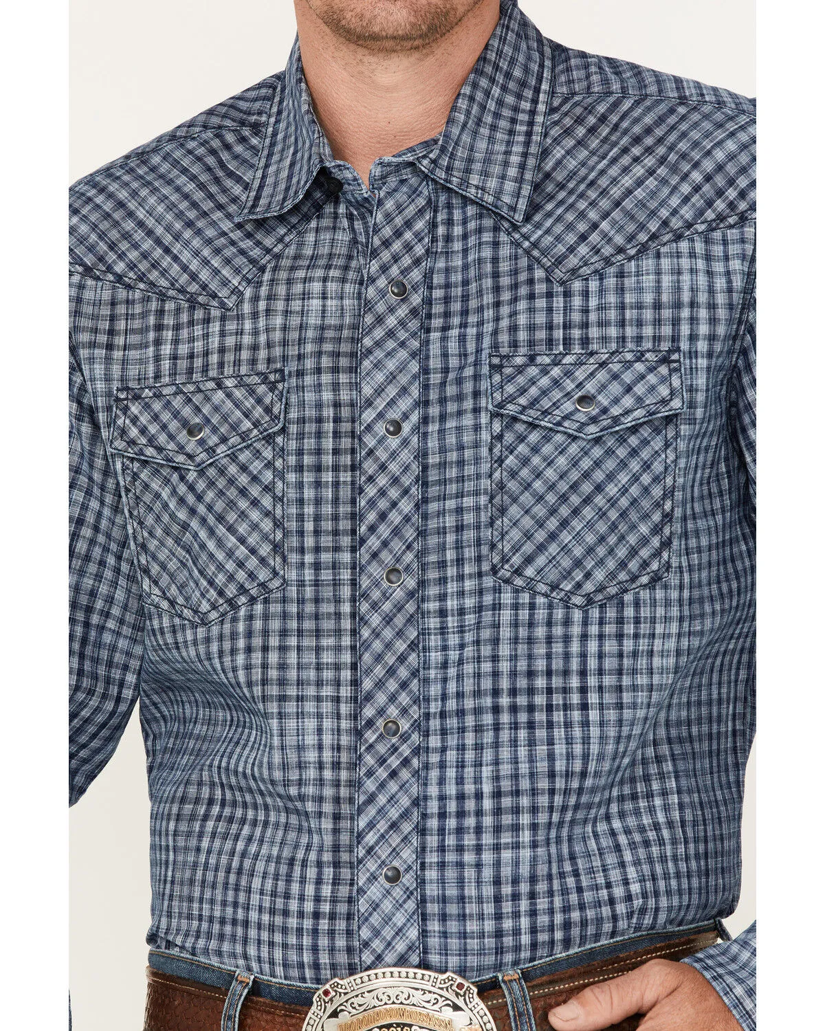 Product Name:  Wrangler Retro Premium Men's Check Plaid Print Long Sleeve Snap Western Shirt