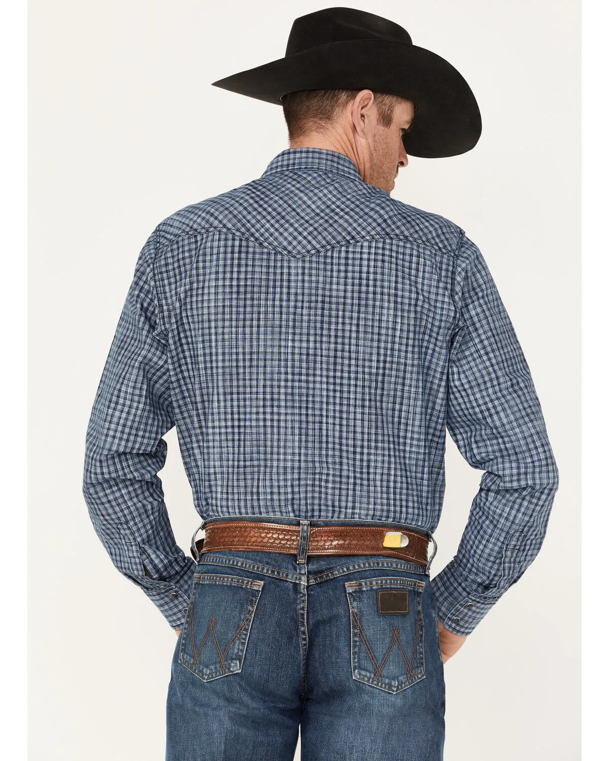 Product Name:  Wrangler Retro Premium Men's Check Plaid Print Long Sleeve Snap Western Shirt