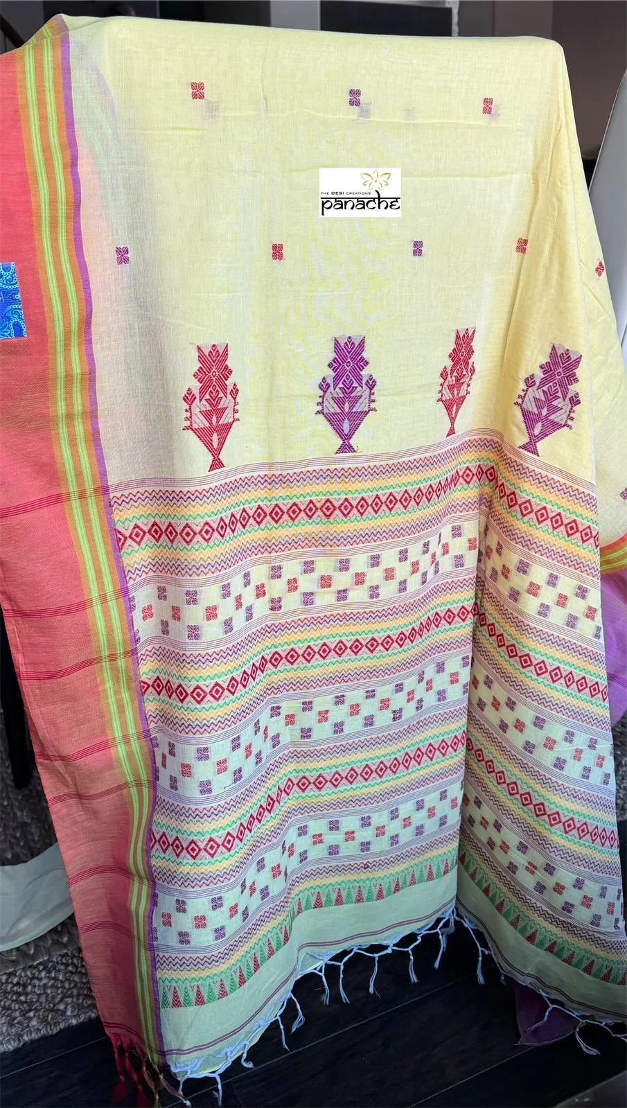 Pure Khadi Cotton Jamdaani - Light Yellow HandWoven