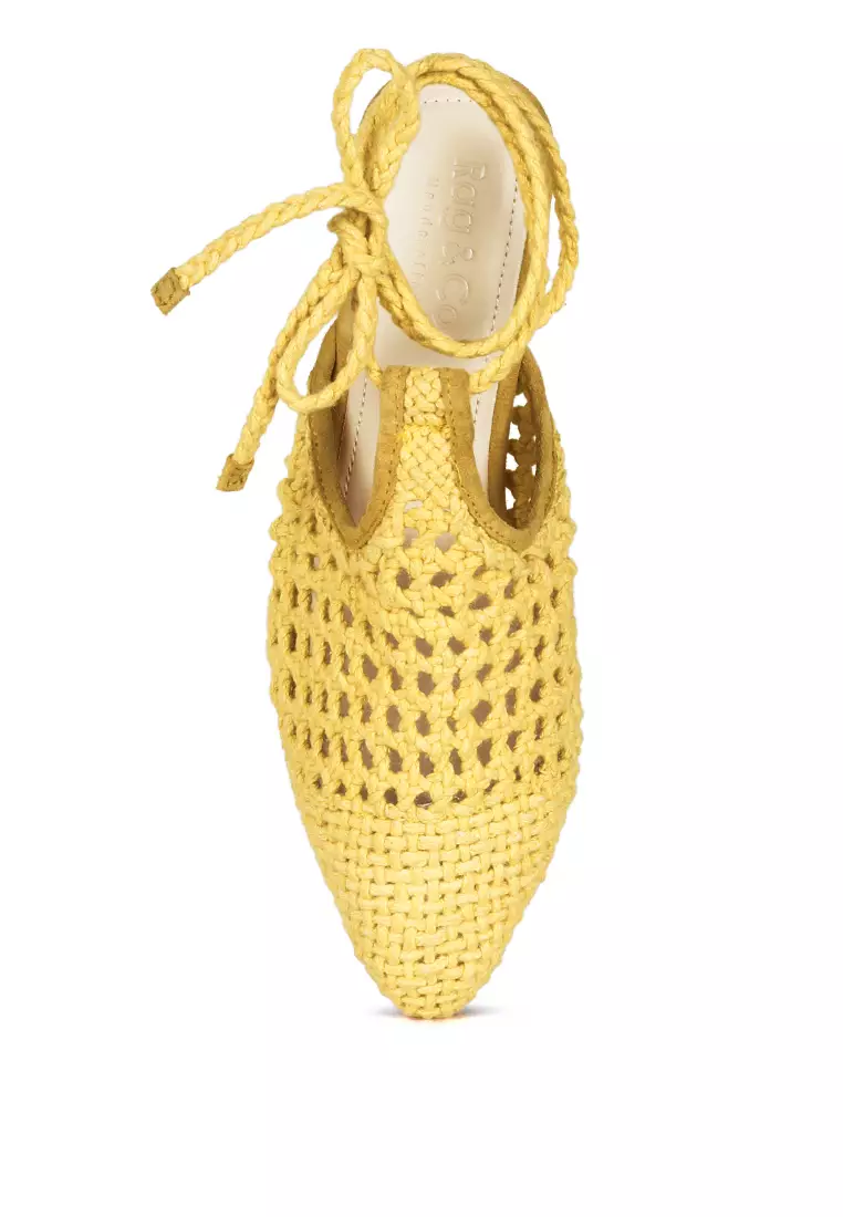 Rag & CO. Yellow Handwoven Cotton Tie Up Mule Flats