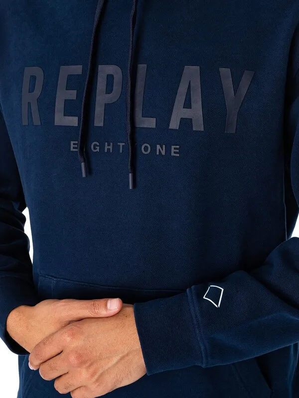 Replay Graphic Pullover Hoodie - Navy