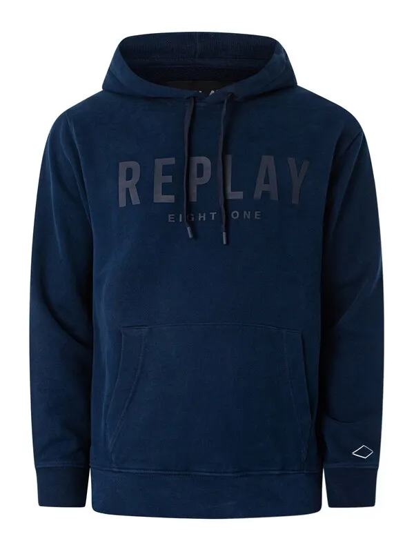 Replay Graphic Pullover Hoodie - Navy