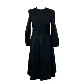 Rochas 900 Simple Black Flared Midi Dress XS