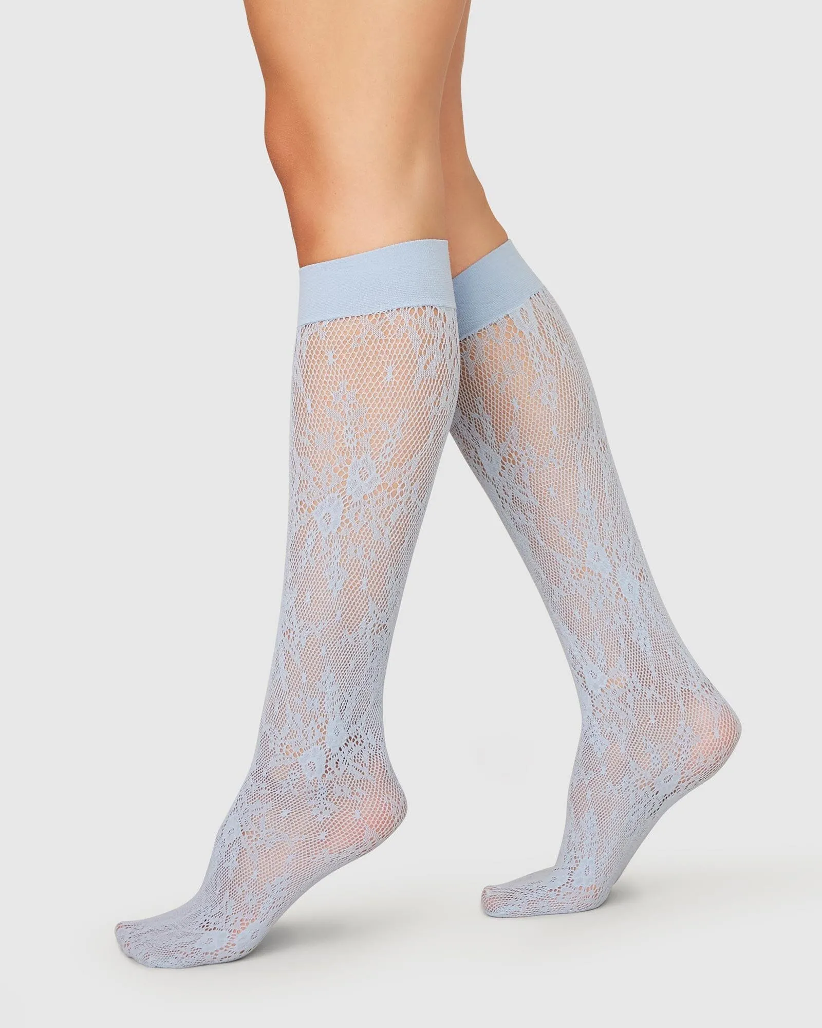 ROSA LACE HNSOKKAR DUSTY BLUE