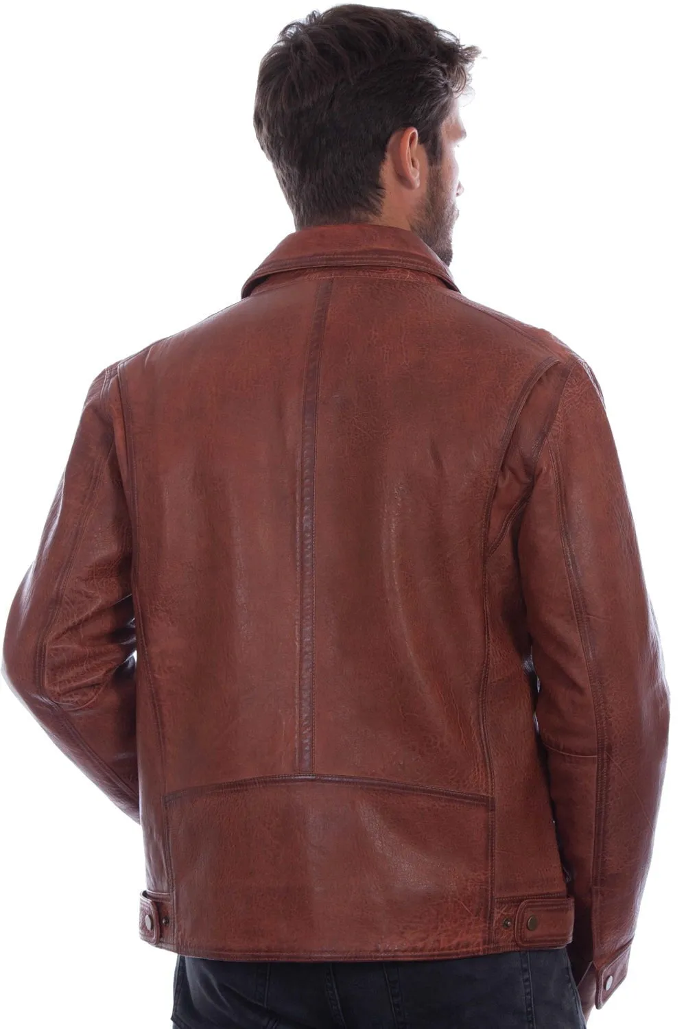 Scully Mens Classic Zip Front Cognac Leather Leather Jacket