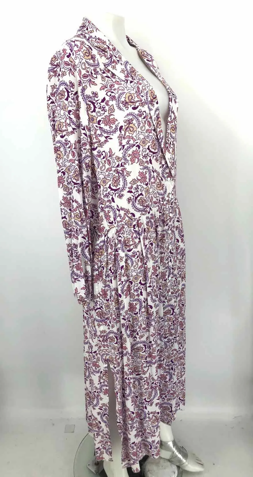 SEE BY CHLOE White Purple Multi Print Button Up Size LARGE  (L) Dress