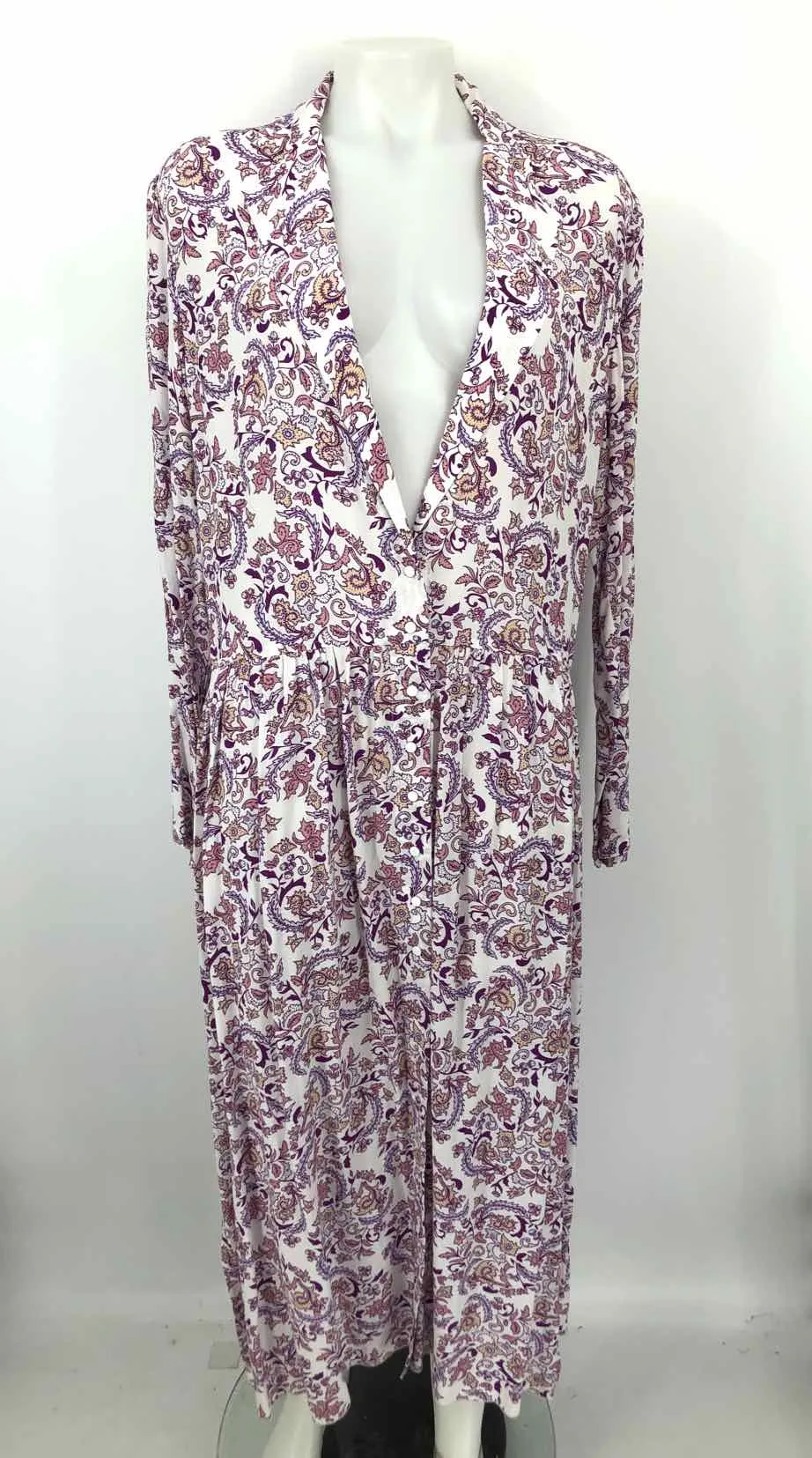 SEE BY CHLOE White Purple Multi Print Button Up Size LARGE  (L) Dress