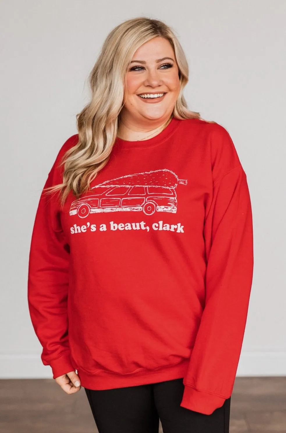 She's A Beaut, Clark Graphic Pullover- Red