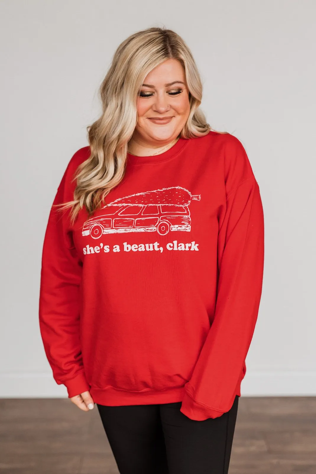 She's A Beaut, Clark Graphic Pullover- Red