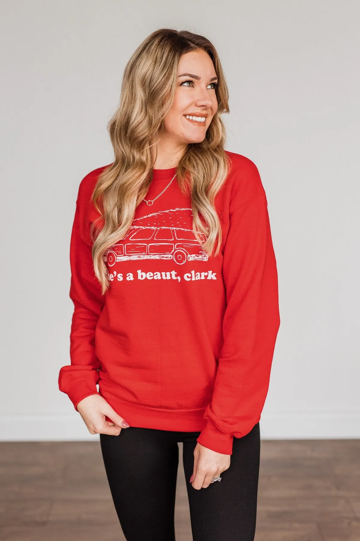 She's A Beaut, Clark Graphic Pullover- Red