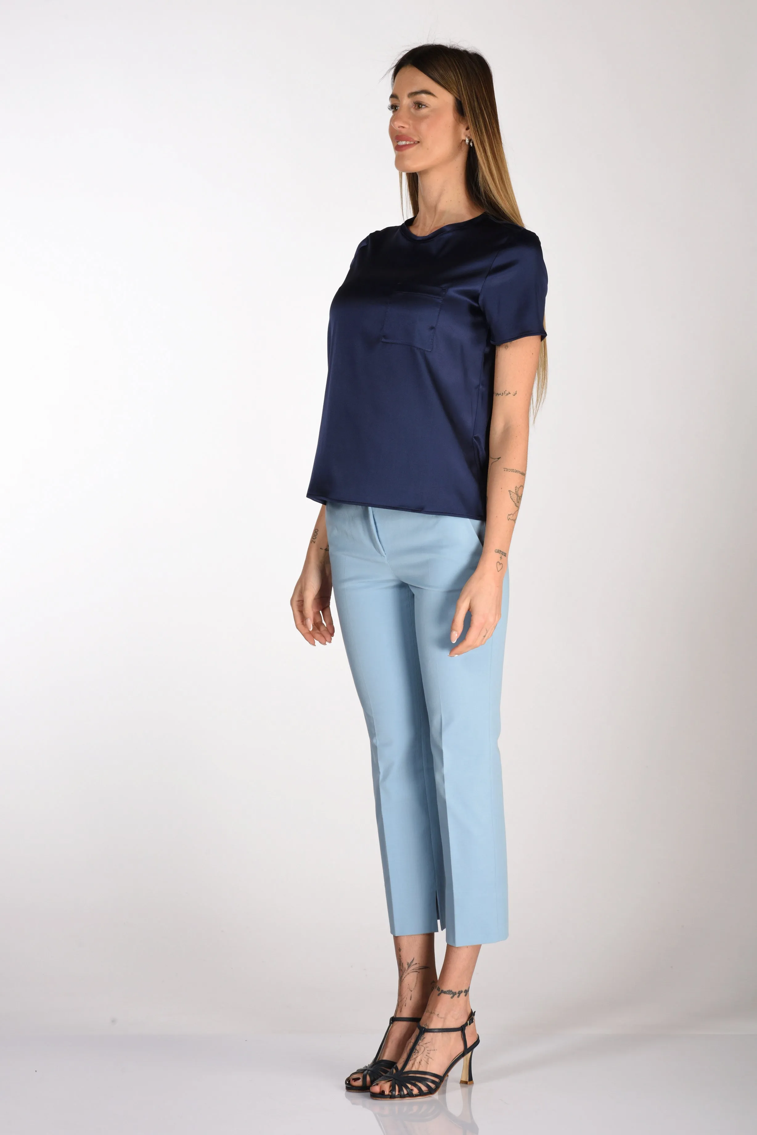 Shirt C Zero Tshirt Seta Blu Donna