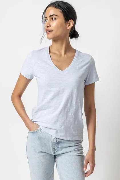 Short Sleeve V-Neck Back Seam Tee