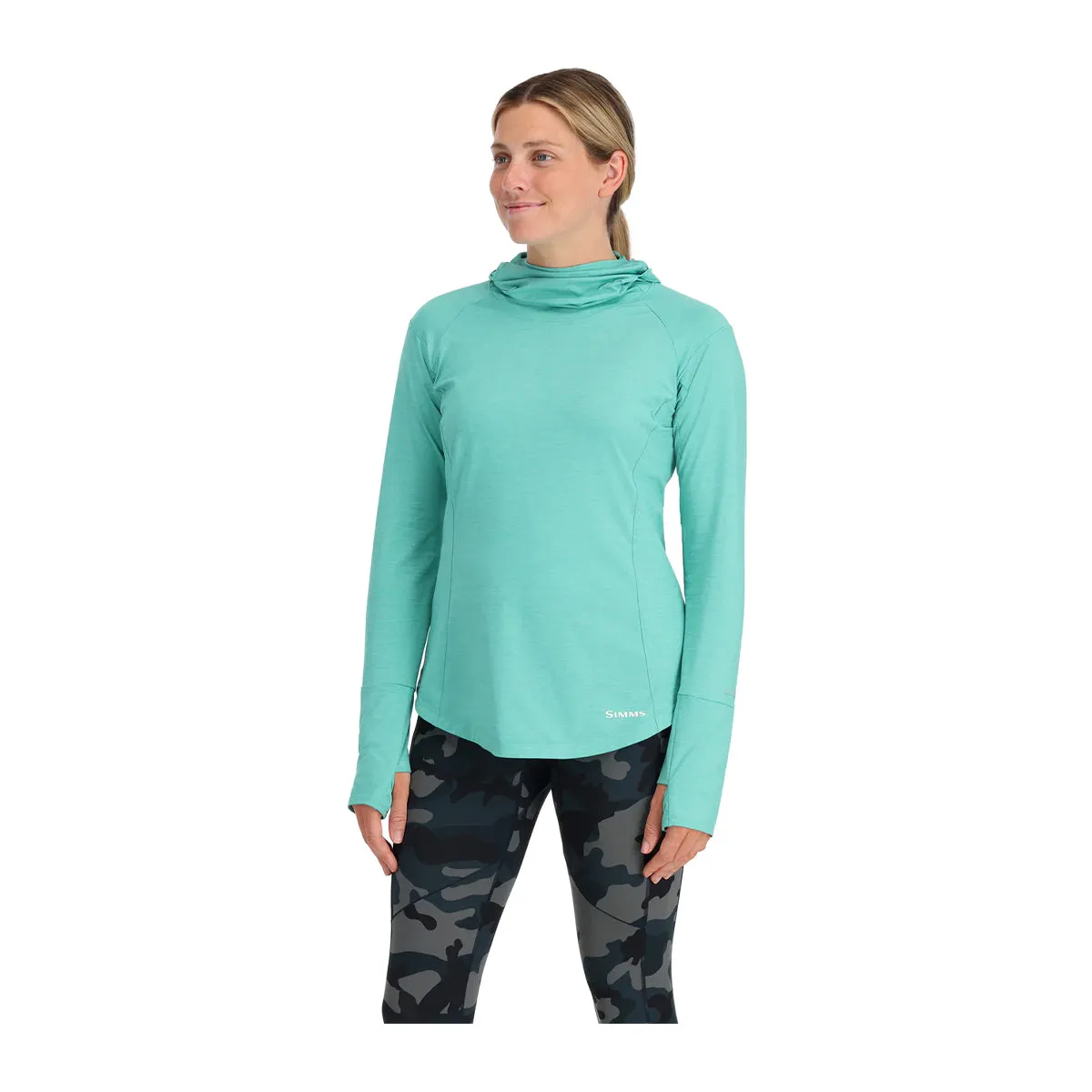 Simms Womens SolarFlex Cooling Hoody Gulf Blue