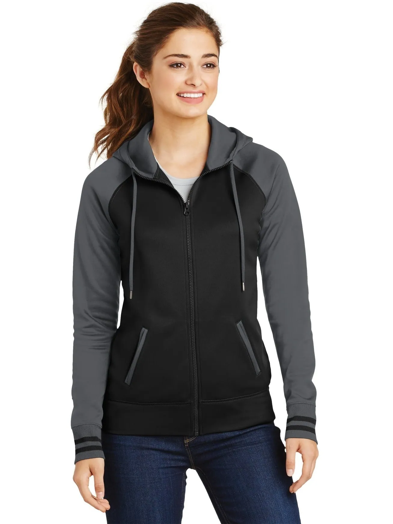 Sport-Tek Ladies Sport-Wick Varsity Fleece Full-Zip Hooded Jacket