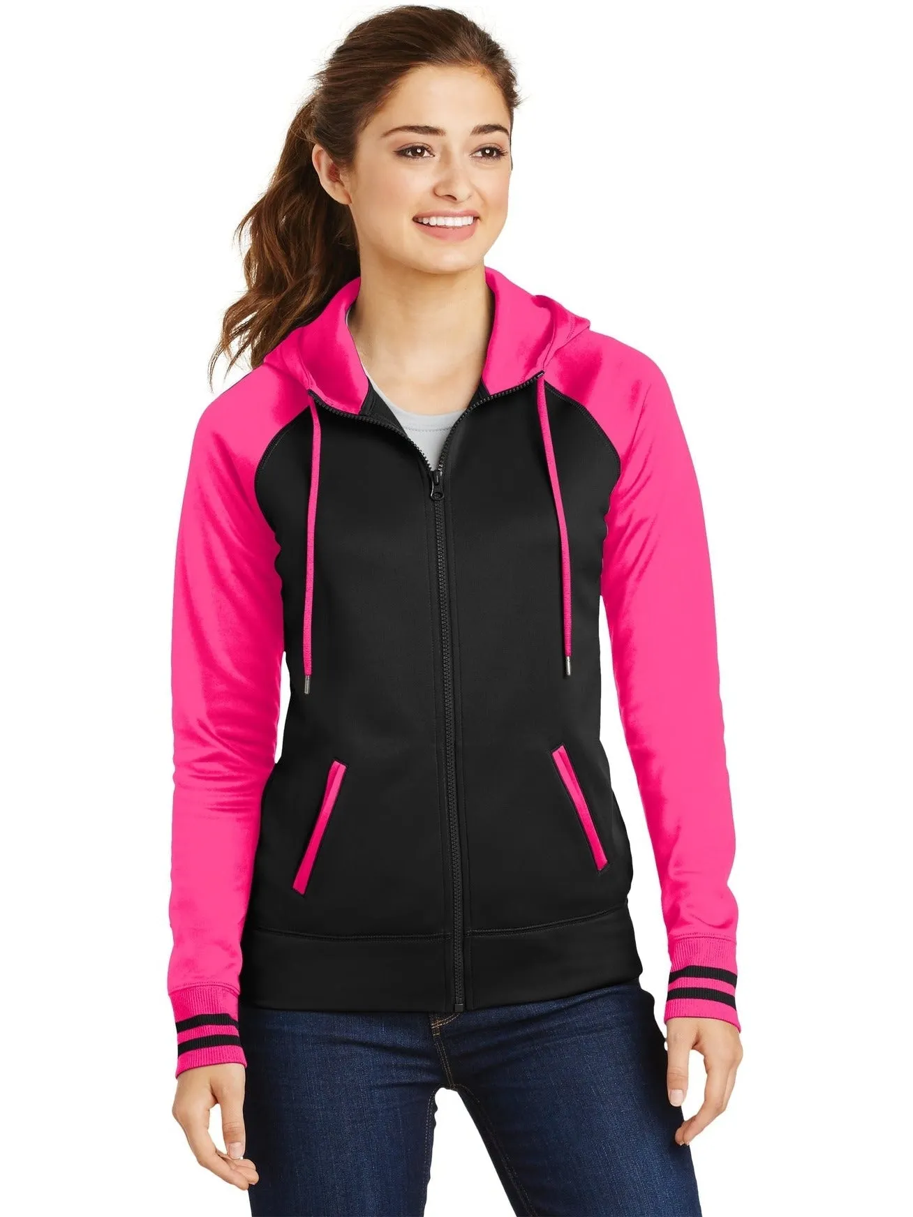 Sport-Tek Ladies Sport-Wick Varsity Fleece Full-Zip Hooded Jacket