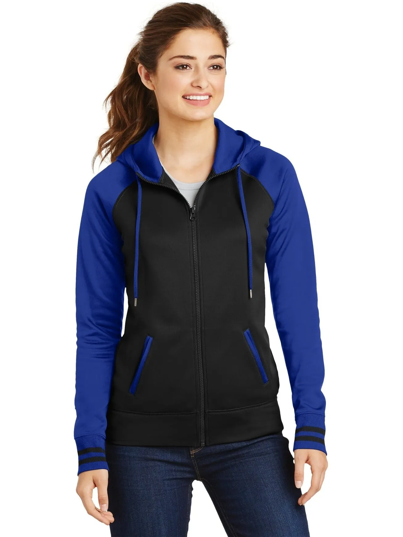 Sport-Tek Ladies Sport-Wick Varsity Fleece Full-Zip Hooded Jacket