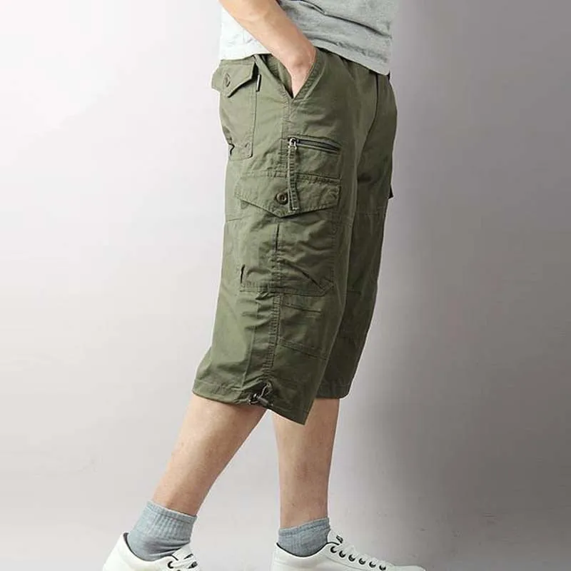 Summer Casual Loose Fit Calf-Length Cargo Short Trousers for Men