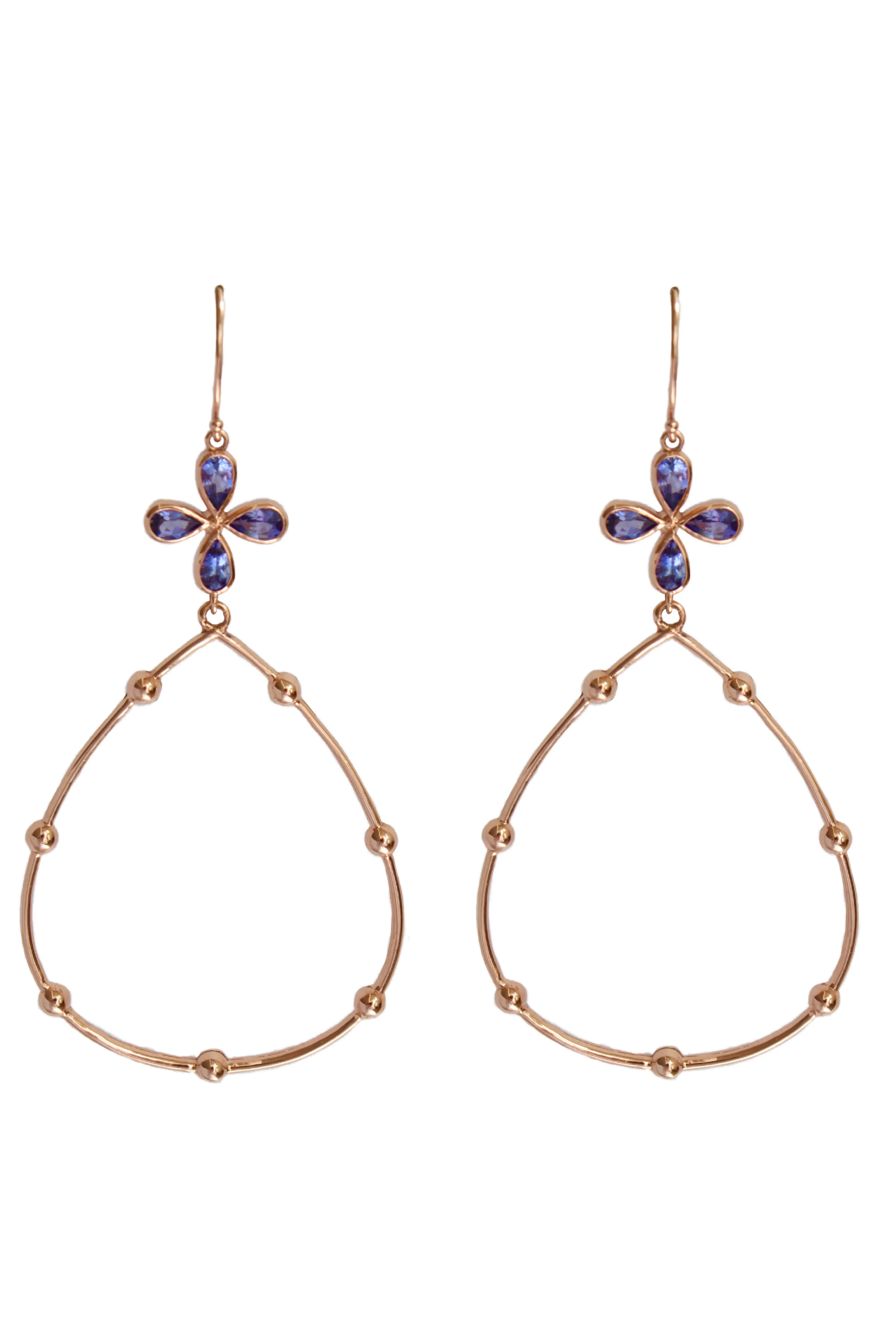 Tanzanite Hoop Earrings in Rose Gold- Made to Order, Can be Customized!