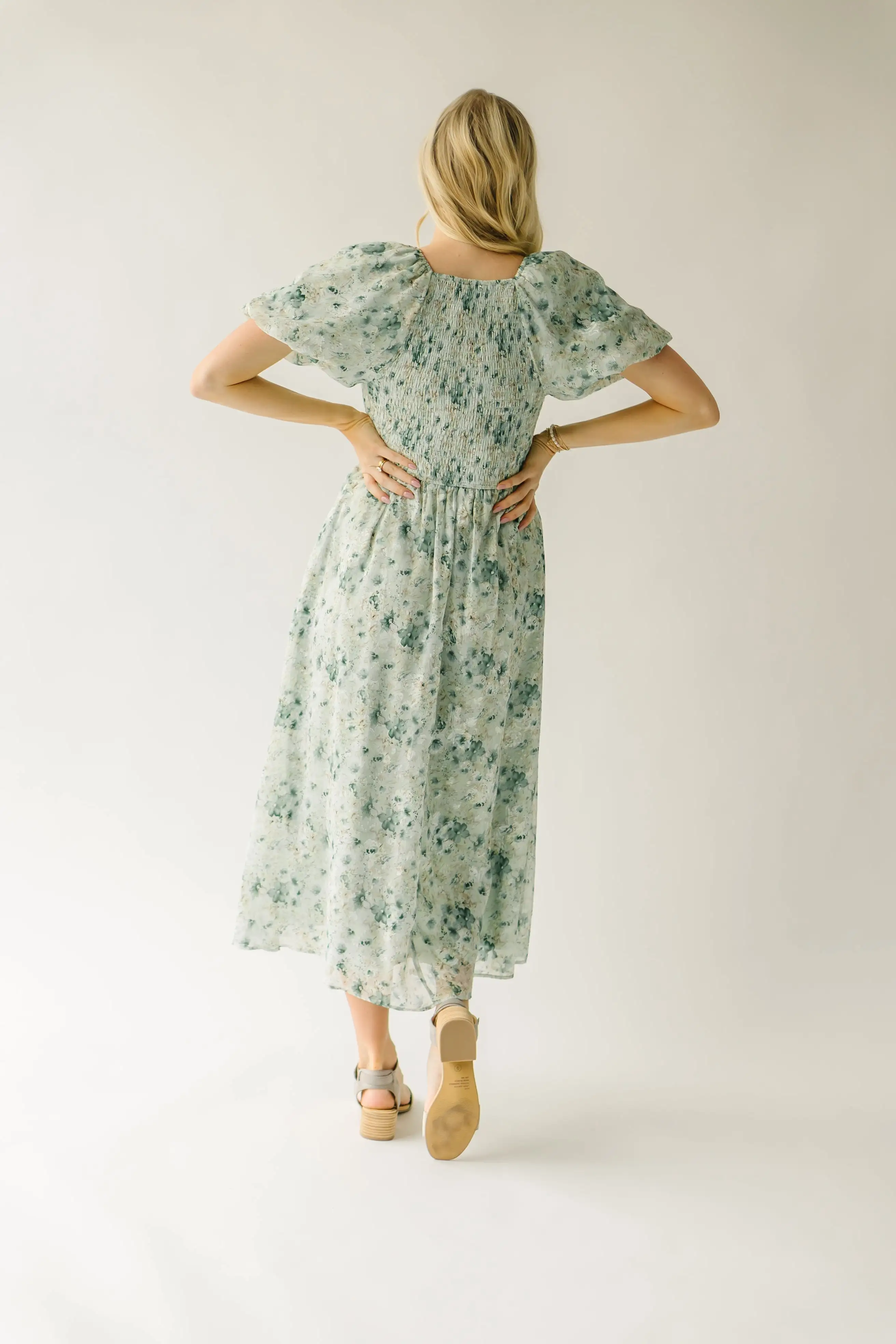 The Stromer Smocked Sweetheart Maxi Dress in Green Multi