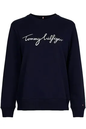 Tommy Hilfiger Women Italics Logo Sweatshirt Navy