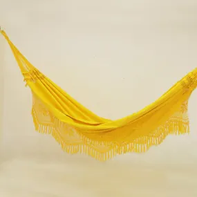 Tropical Yellow Handwoven Maize Yellow Cotton Hammock from Brazil (Double)