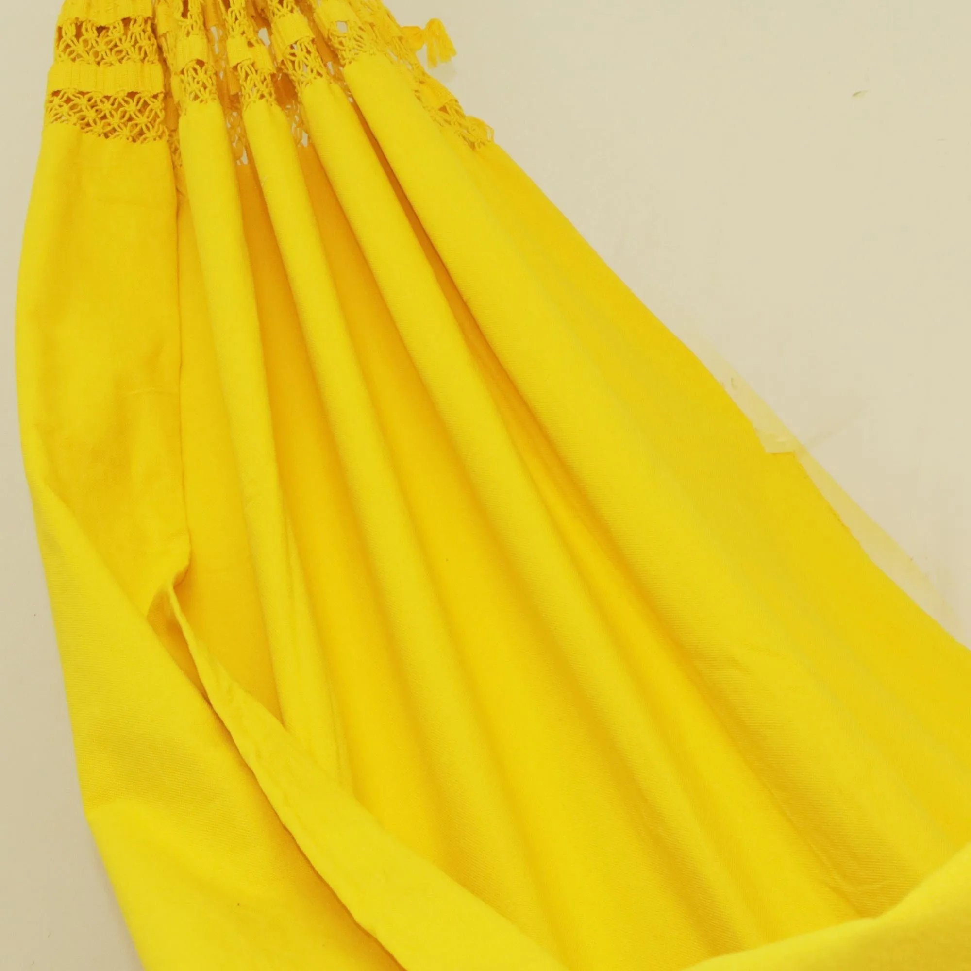 Tropical Yellow Handwoven Maize Yellow Cotton Hammock from Brazil (Double)