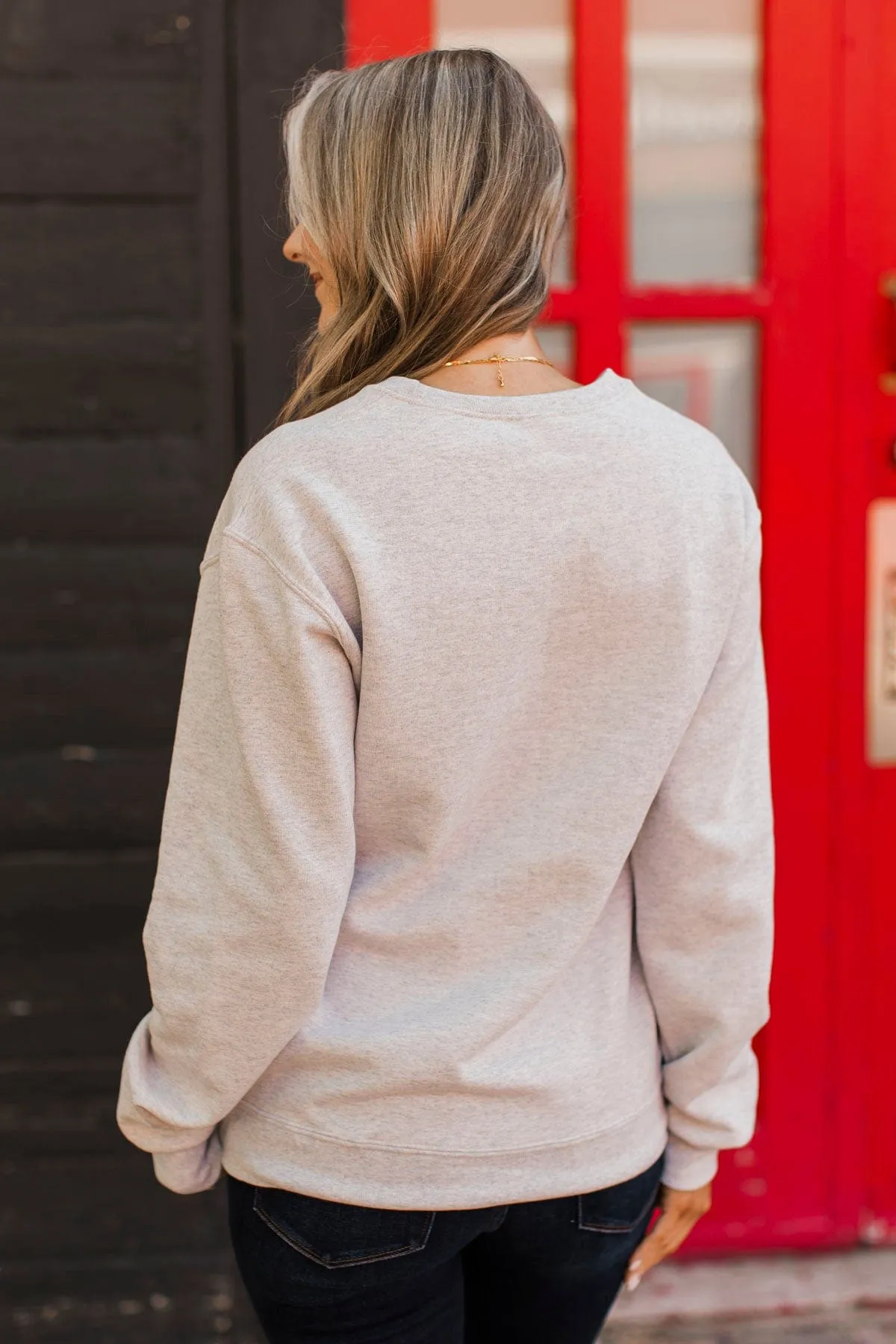 USA Graphic Crew Neck Pullover- Heather Oatmeal