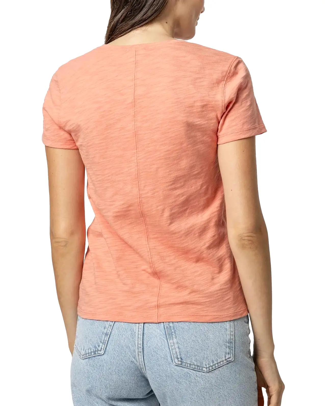 V-Neck Short Sleeve Back Seam Tee (Sunset)