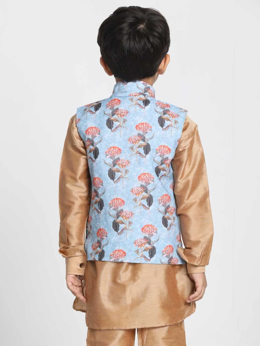 Vastramay Boys' Multicolor Cotton Silk Blend Nehru Jacket