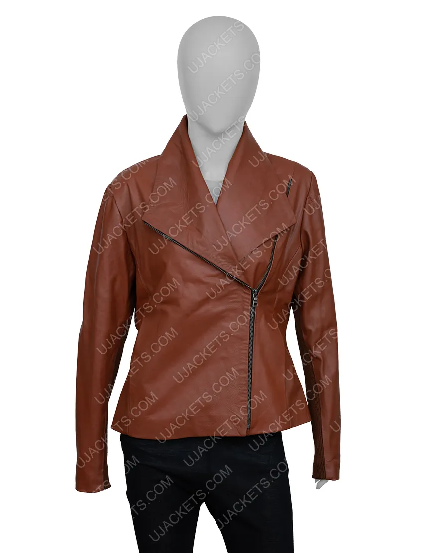 Virgin River Melinda Monroe Brown Leather Jacket | Girl's Bomber Jacket