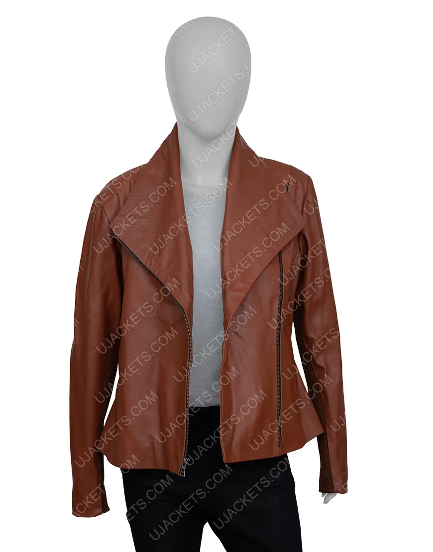 Virgin River Melinda Monroe Brown Leather Jacket | Girl's Bomber Jacket