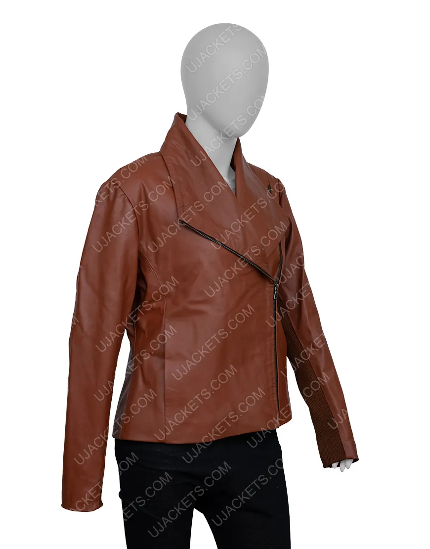 Virgin River Melinda Monroe Brown Leather Jacket | Girl's Bomber Jacket