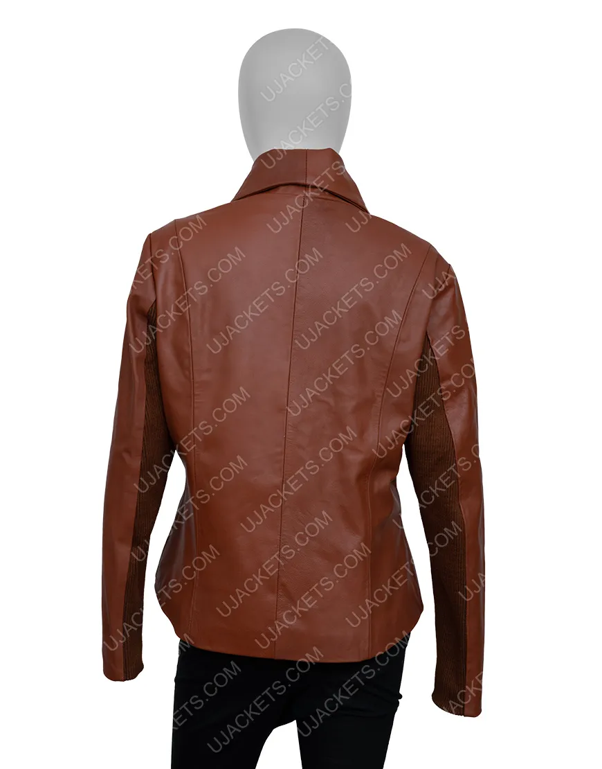 Virgin River Melinda Monroe Brown Leather Jacket | Girl's Bomber Jacket