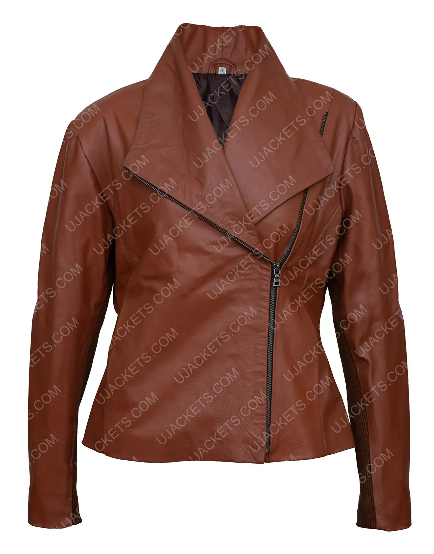 Virgin River Melinda Monroe Brown Leather Jacket | Girl's Bomber Jacket