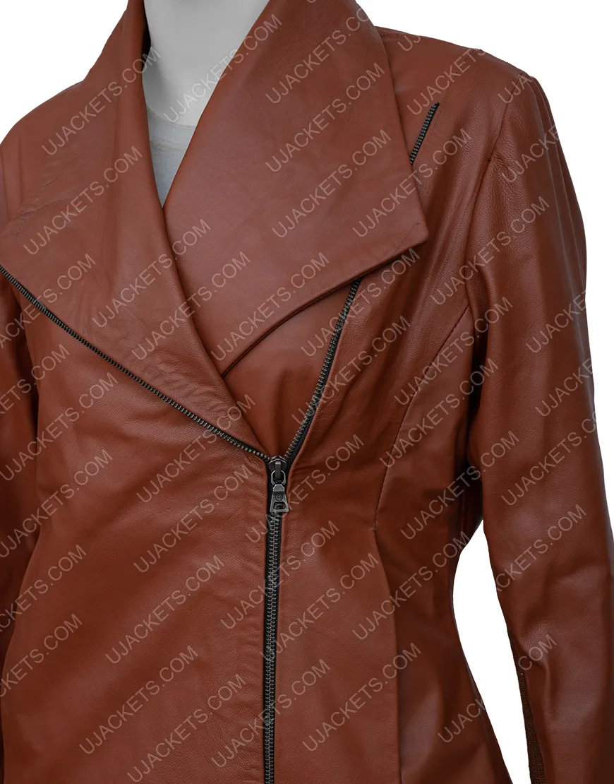 Virgin River Melinda Monroe Brown Leather Jacket | Girl's Bomber Jacket