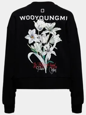 Women s Flower Back Logo Sweatshirt Black M241TS26736B