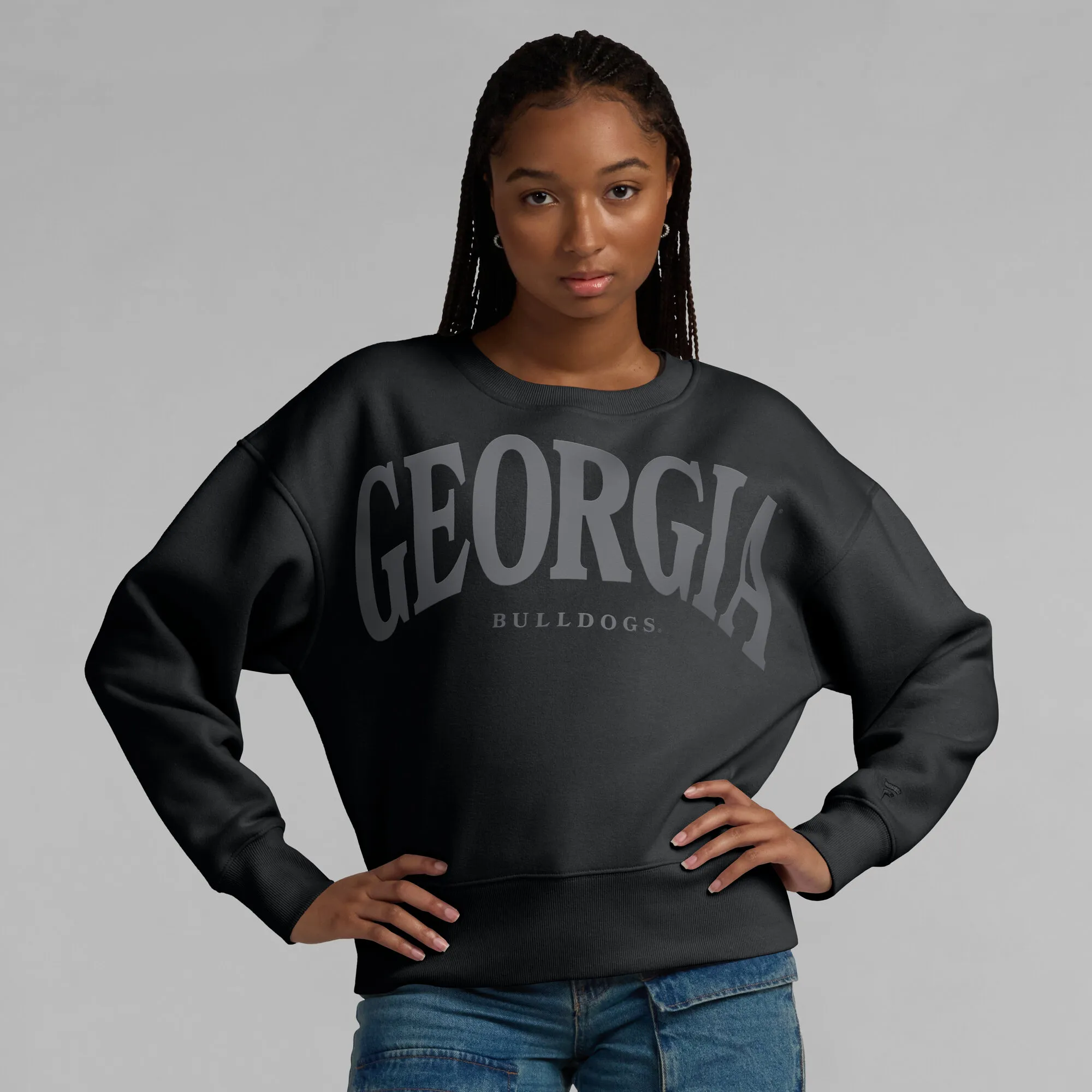 Women's Fanatics Black Georgia Bulldogs Supersoft Flow Fleece Pullover Sweatshirt