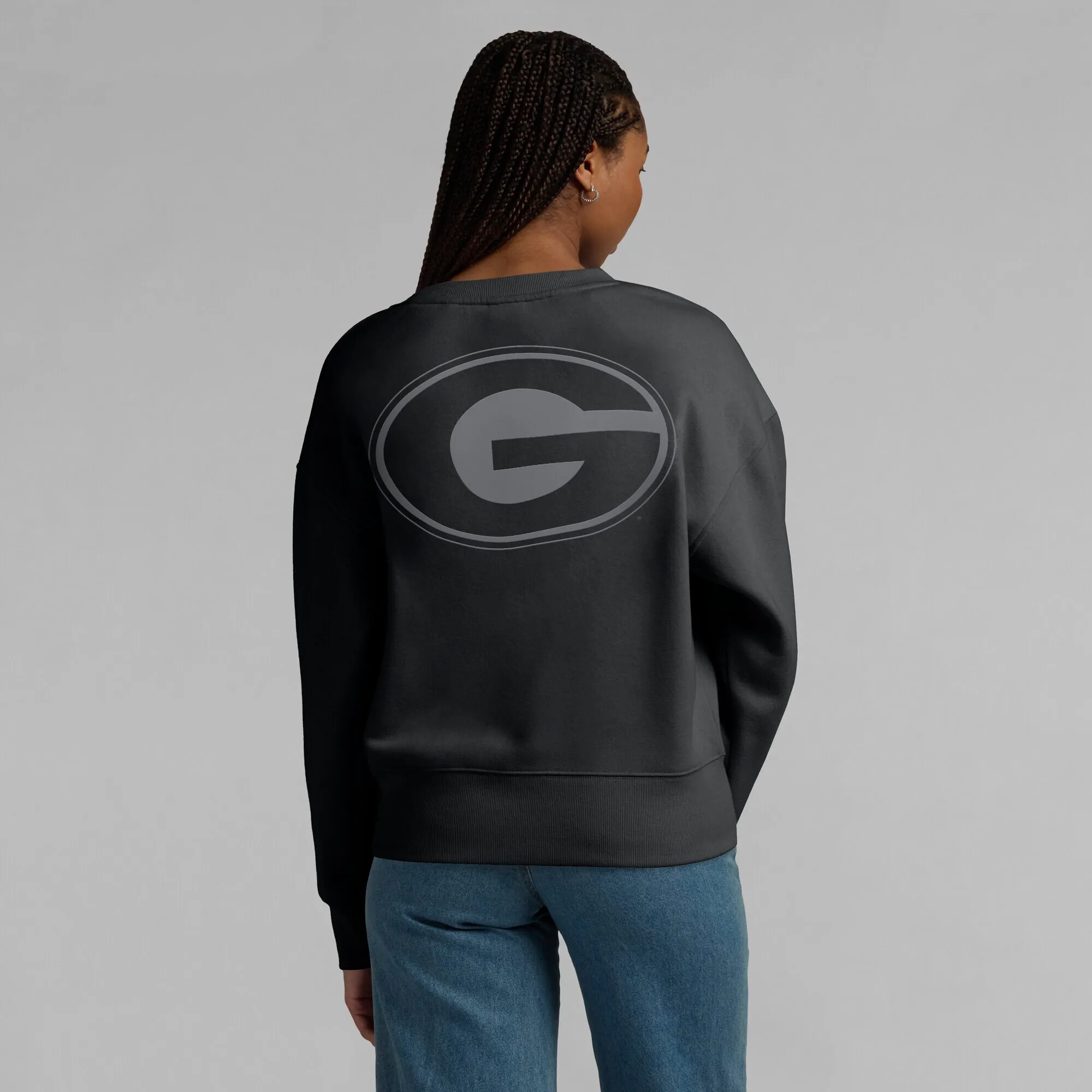 Women's Fanatics Black Georgia Bulldogs Supersoft Flow Fleece Pullover Sweatshirt